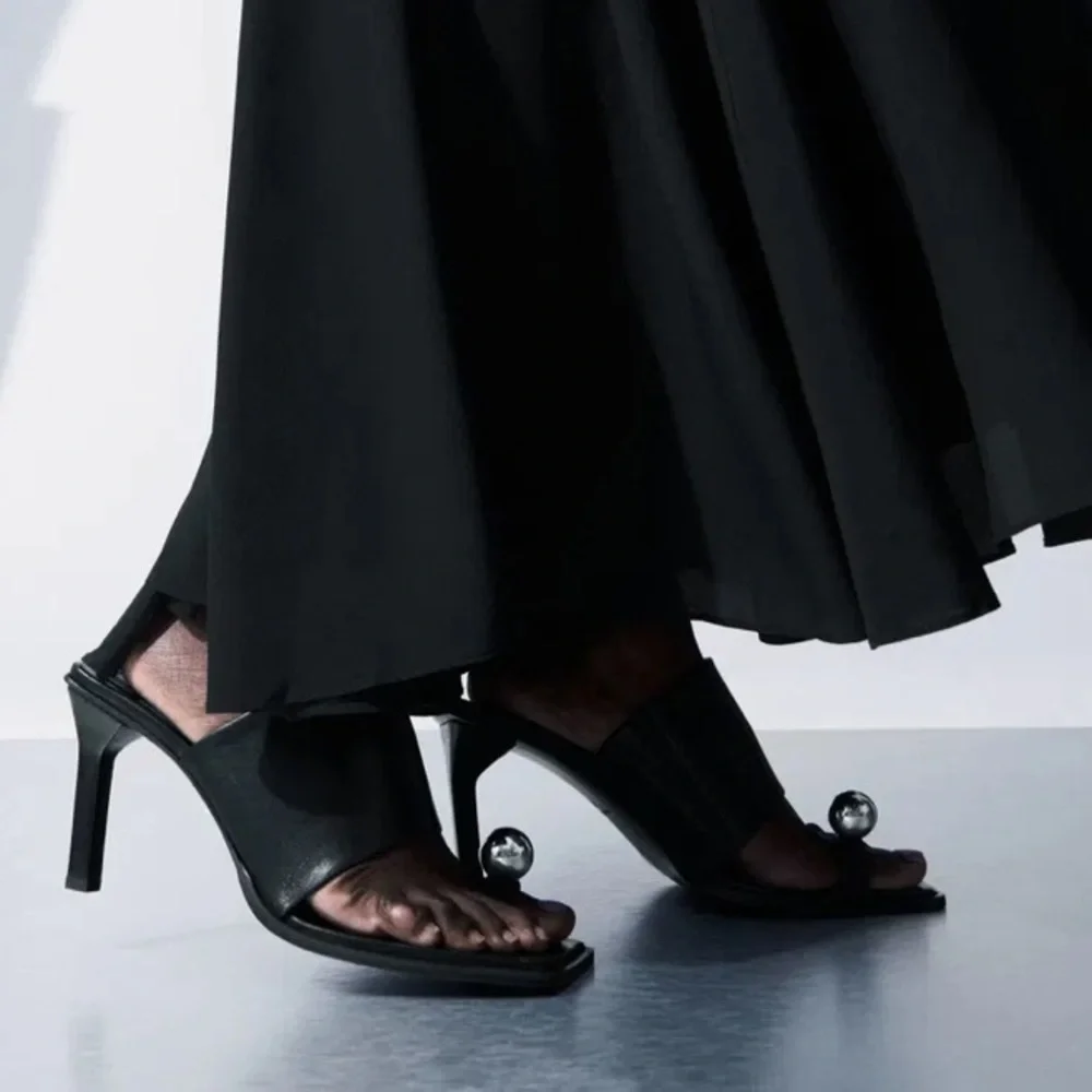 COS Atelier Sphere Heeled Sandals w Silver Accents 90s designer quiet luxury NWB - Picture 11 of 15